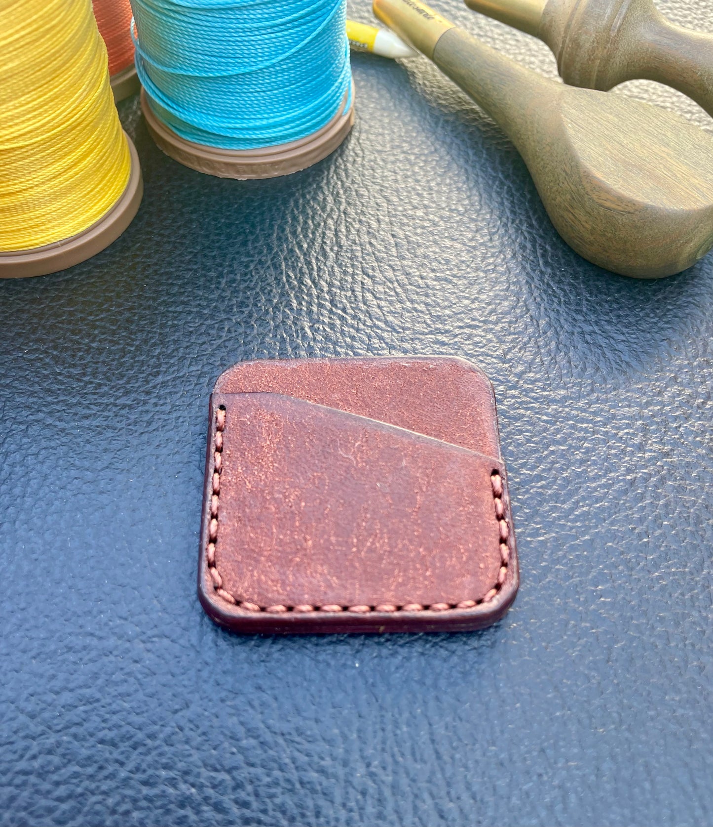 Premium Leather Golf Ball Marker Sleeve and Forest Green 25mm & 40mm Ball Marker set.Custom Embossed.