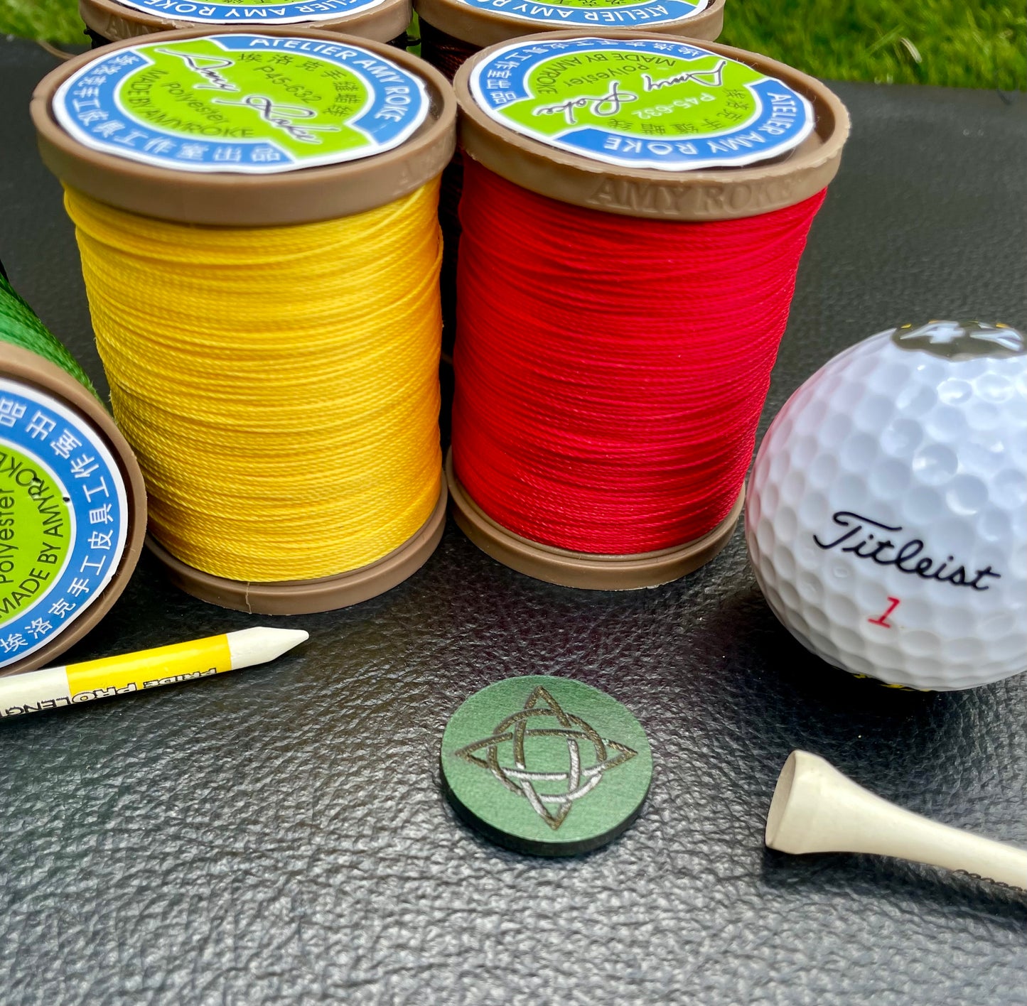 Premium 25mm Buttero Leather Golf Ball Marker Geometric Shape.