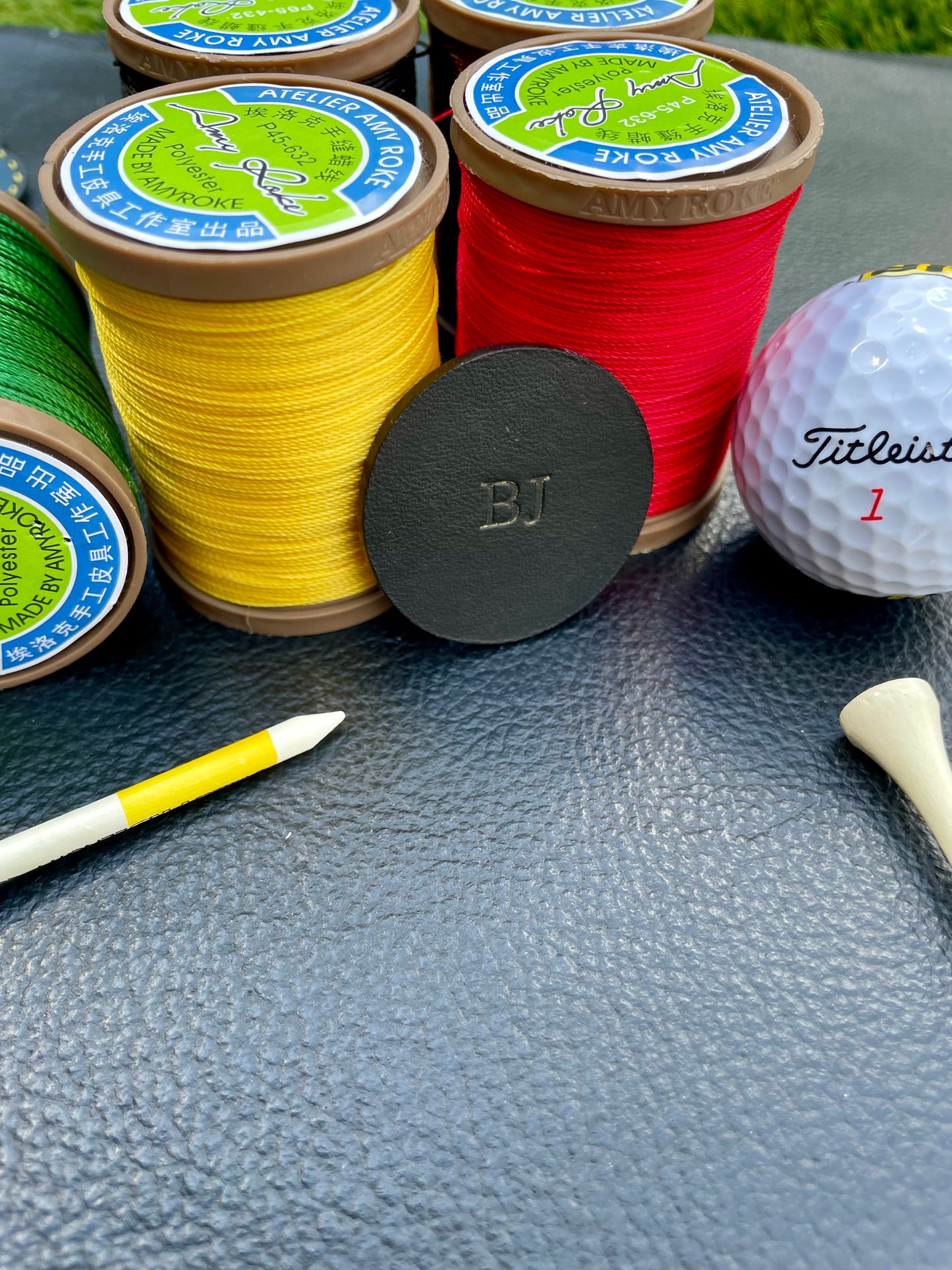 Premium 40mm Buttero Leather Golf Ball Marker Custom Embossed