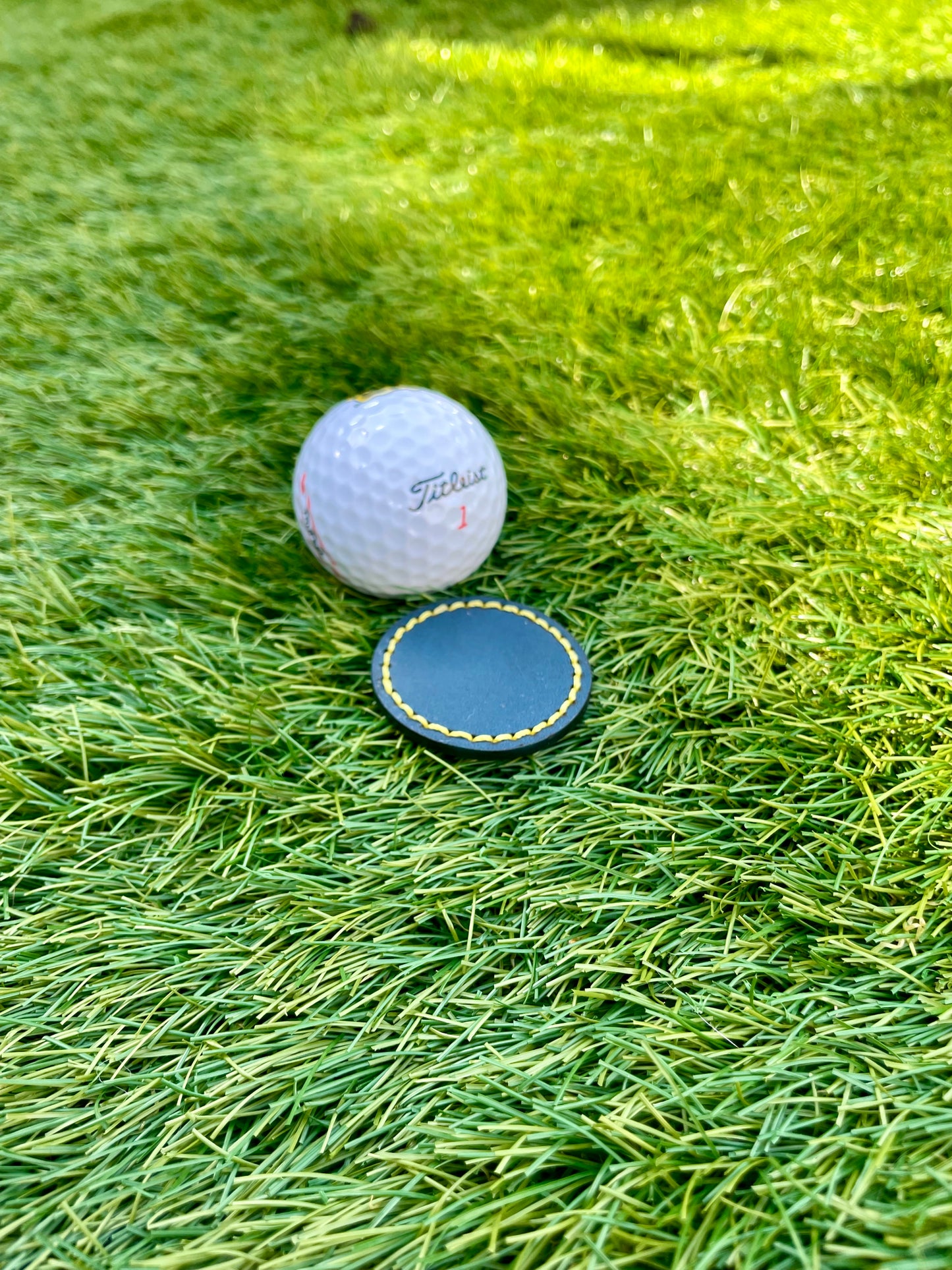 Premium Buttero Peacock Blue Leather Golf Ball Markers Set Of 2 (25mm & 40mm) Custom Embossed.