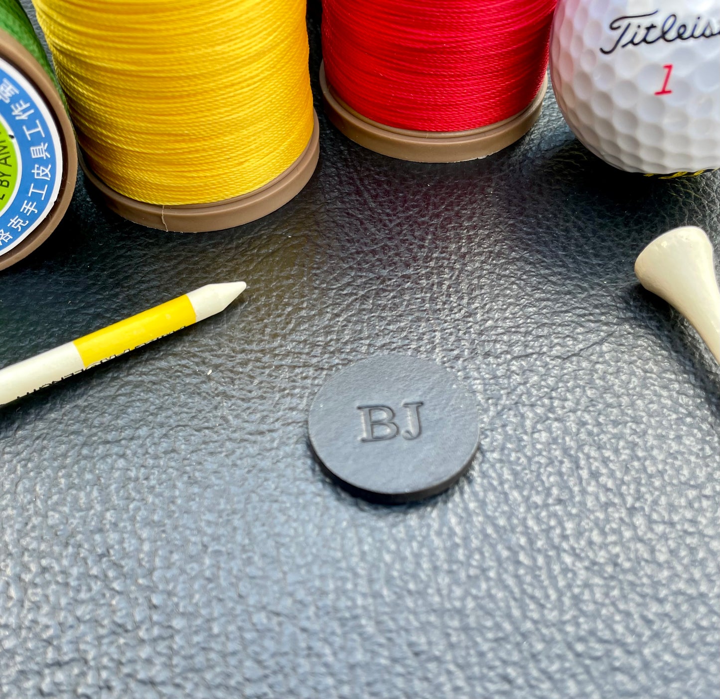 Premium 25mm Buttero Leather Golf Ball Marker Custom Embossed