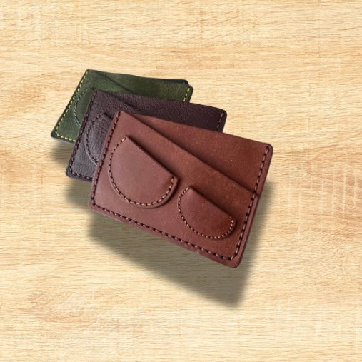 Golf EDC Wallet.Handmade Premium Leather Handstiched. Custom Gold or Silver Embossed.