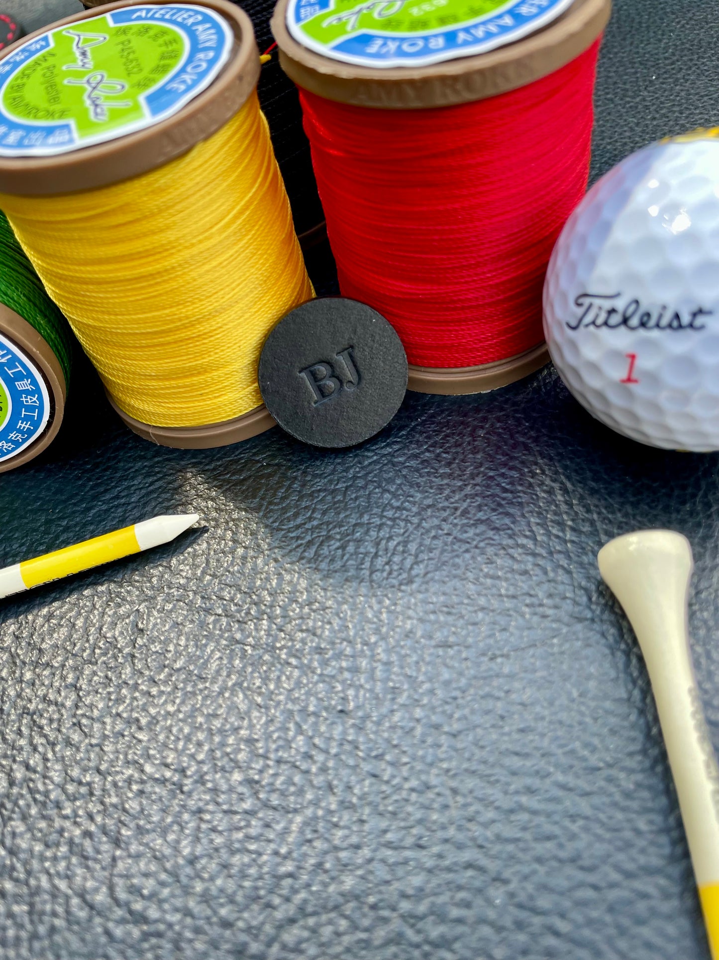 Premium 25mm Buttero Leather Golf Ball Marker Custom Embossed